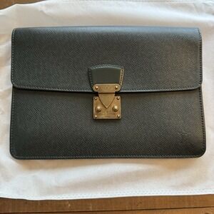 Louis Vuitton Green Taiga Leather Kourad Pochette Clutch Bag